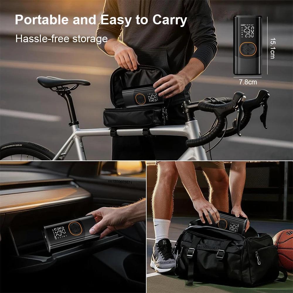 Cordless Portable Tire Inflator – Digital Display Air Compressor