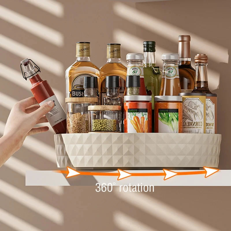 360° Rotating Spice Rack Organizer – Non-Slip Cabinet & Pantry Turntable
