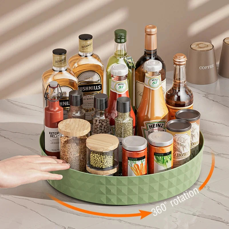 360° Rotating Spice Rack Organizer – Non-Slip Cabinet & Pantry Turntable