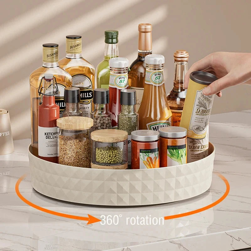 360° Rotating Spice Rack Organizer – Non-Slip Cabinet & Pantry Turntable
