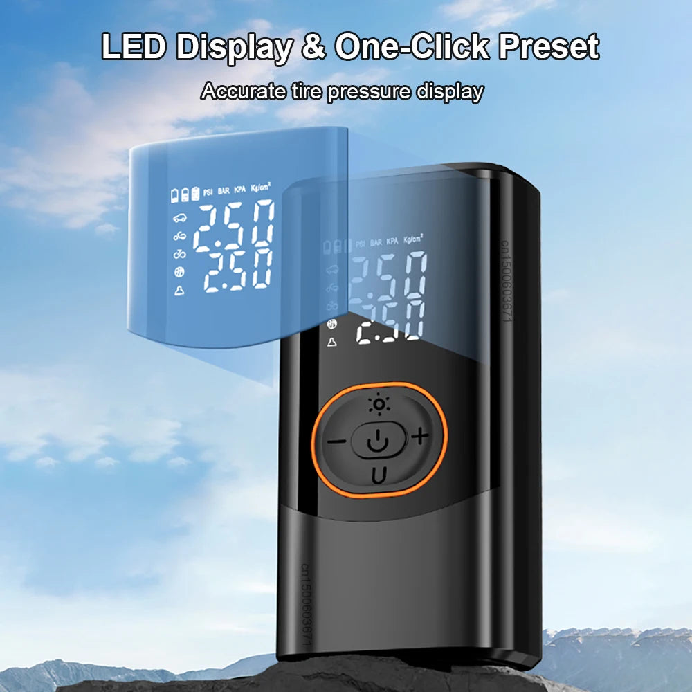 Cordless Portable Tire Inflator – Digital Display Air Compressor