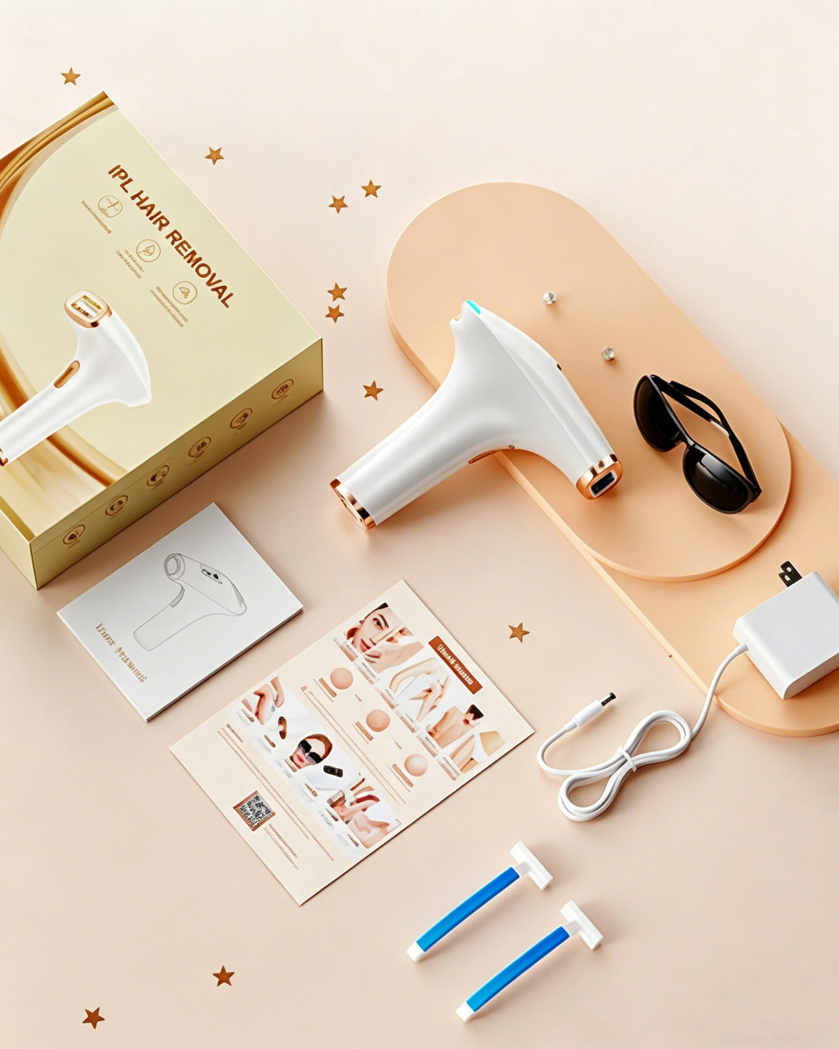IPL Hair Removal Device 999900 Flashes Dual Modes Permanent Epilator HR/RA/ SC 3 in 1 Whole Body Treament Home Use for Women Men