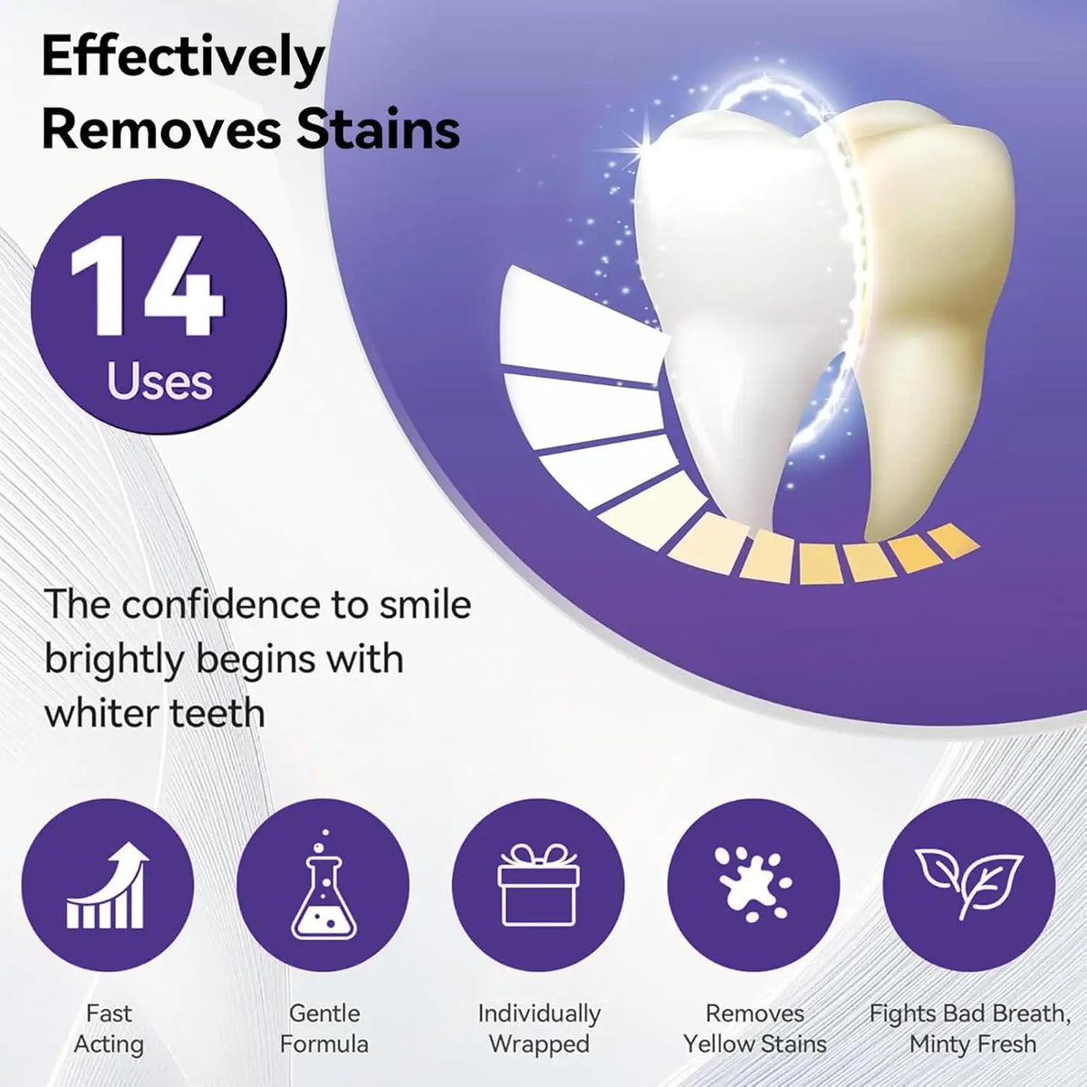 7/14pcs Purple Teeth Whitening Kit – Remove Plaque & Stains Instant Color Corrector Yellow Teeth Oral Hygiene Care for Women Men