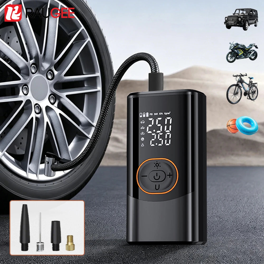 Cordless Portable Tire Inflator – Digital Display Air Compressor