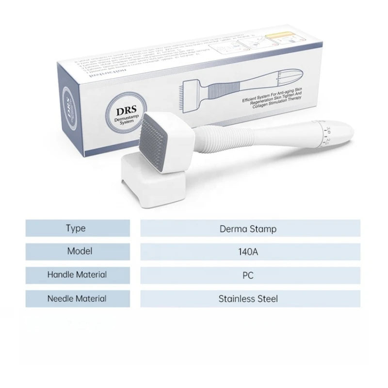 New Adjustable Derma Stamp Microneedle Microneedling 140 Pins Skin Care Beard Growth Scalp Hair